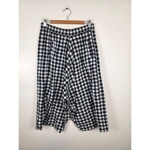 Rujuta Sheth New York Black White Gingham Handloom Cotton Wide Leg Pants XL XXL